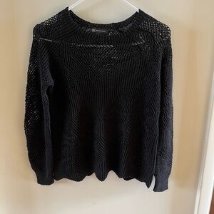 INC  Black Sweater, crotched knit, size Small